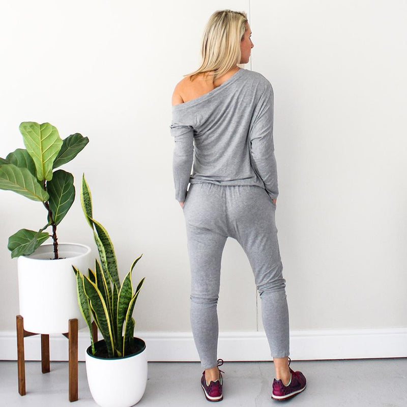 Asymmetrical Jumpsuit - Light Grey Melange