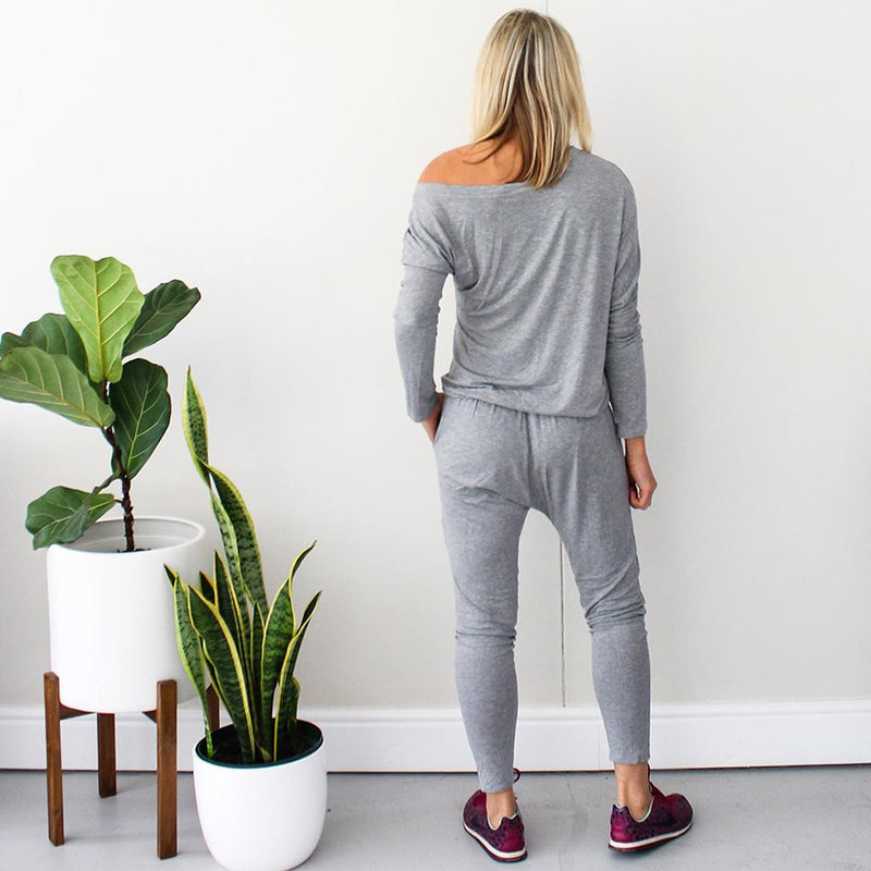 Asymmetrical Jumpsuit - Light Grey Melange