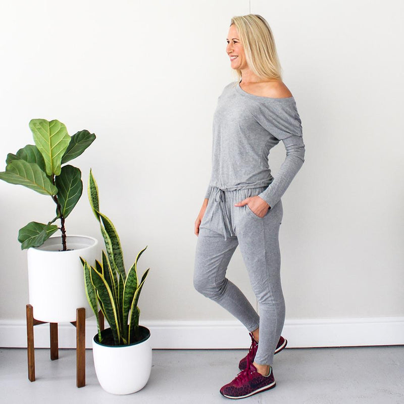 Asymmetrical Jumpsuit - Light Grey Melange