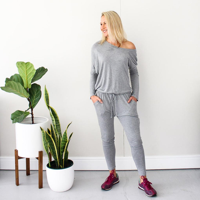Asymmetrical Jumpsuit - Light Grey Melange
