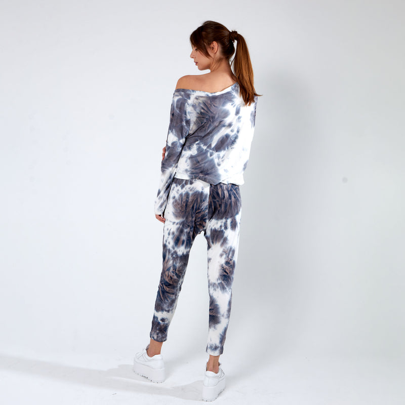 Off the Shoulder Top - Grey Tie Dye