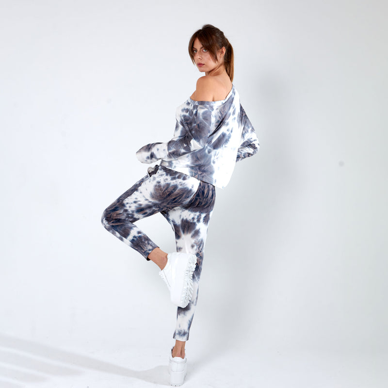 Off the Shoulder Top - Grey Tie Dye