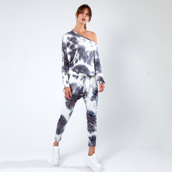 Jogger with Dropped Crotch - Grey Tie Dye