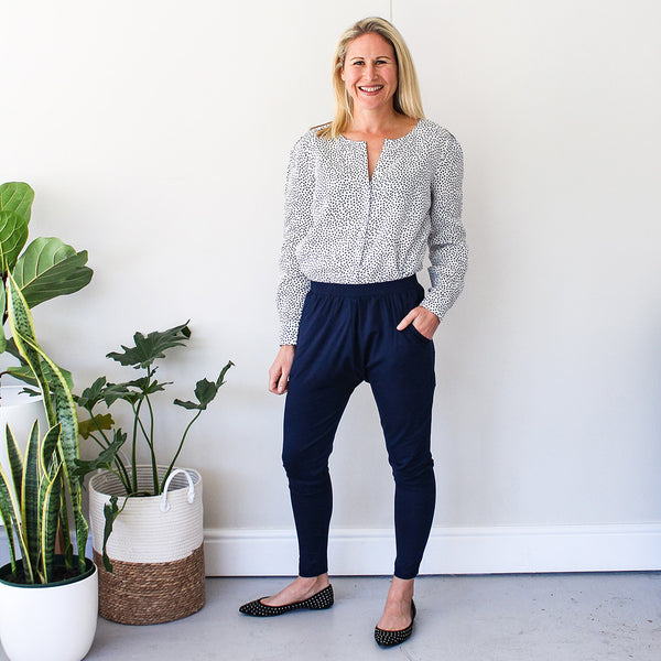 Jogger with Dropped Crotch - Navy