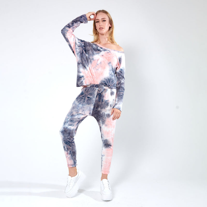 Jogger with Dropped Crotch - Pink Tye Die