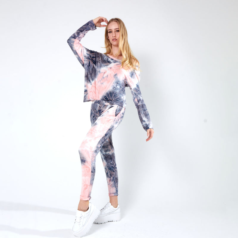 Jogger with Dropped Crotch - Pink Tye Die