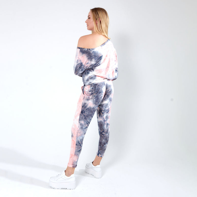 Jogger with Dropped Crotch - Pink Tye Die
