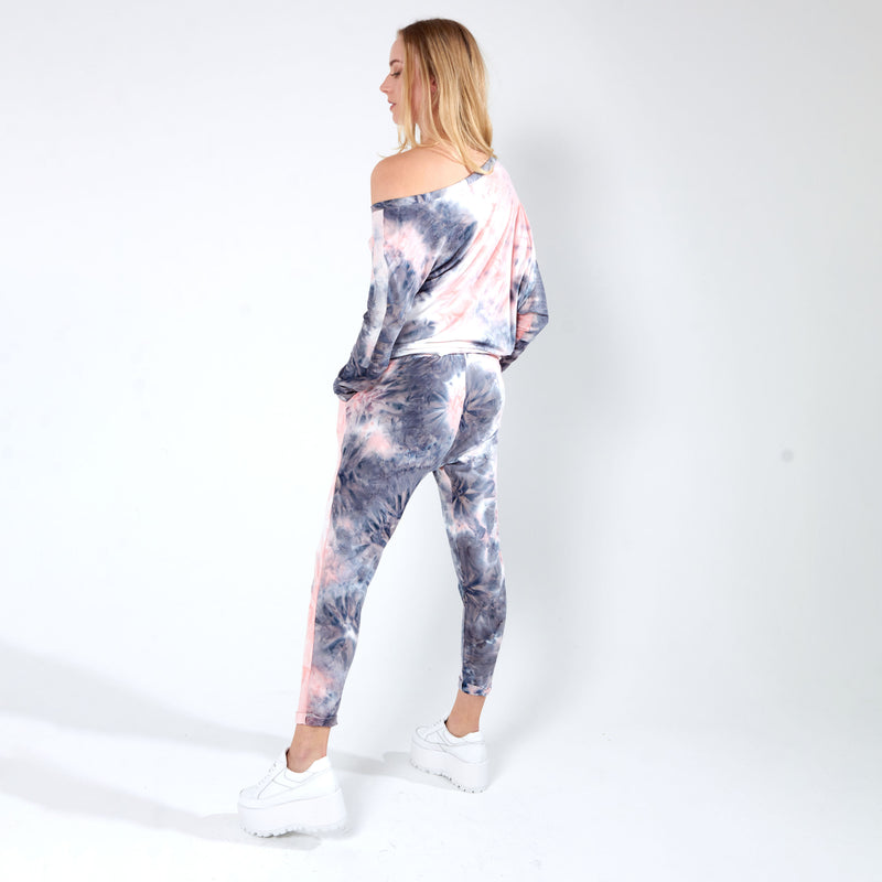 Jogger with Dropped Crotch - Pink Tye Die
