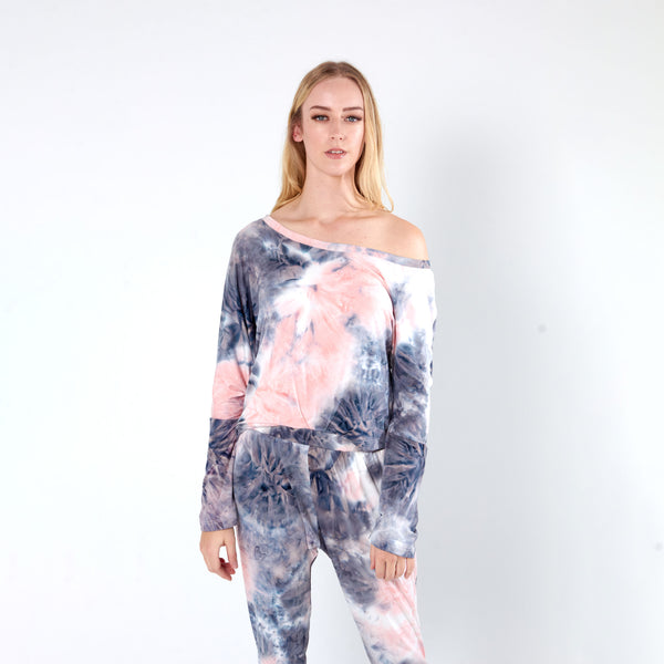 Off the Shoulder Top - Pink Tie Dye