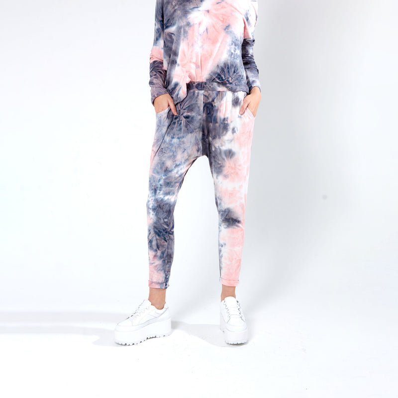 Jogger with Dropped Crotch - Pink Tye Die