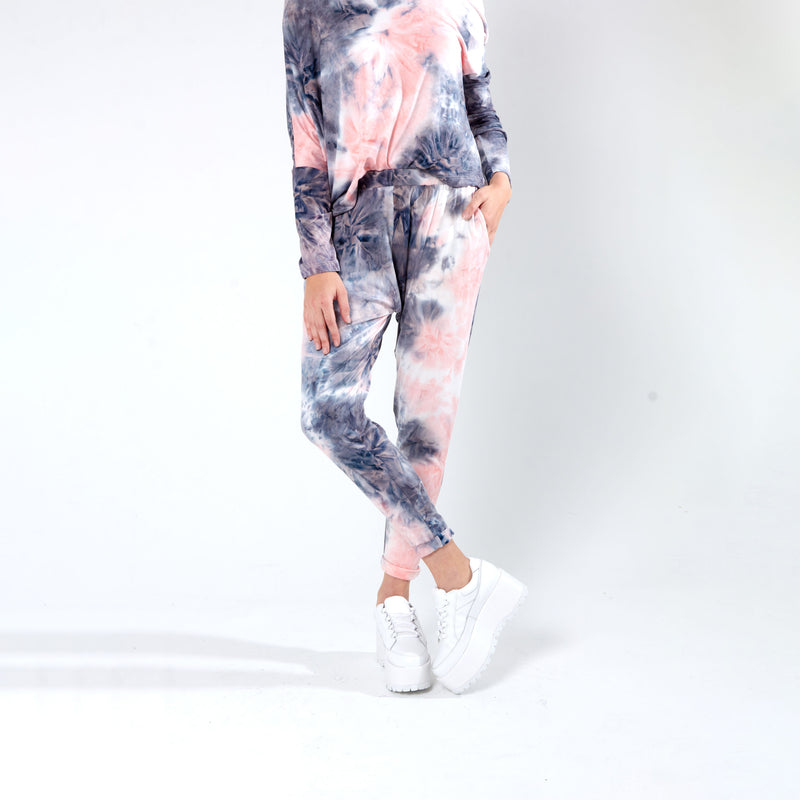 Jogger with Dropped Crotch - Pink Tye Die