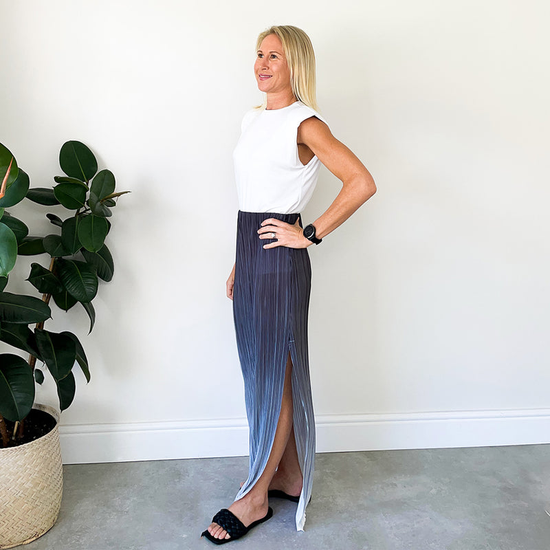 Maxi Skirt with Side Slit - Grey Ombre