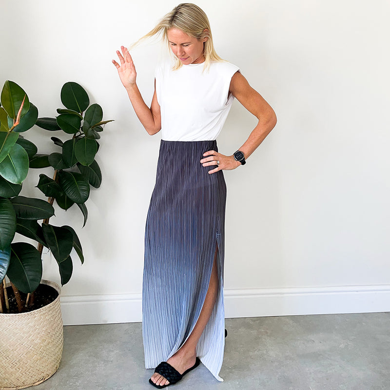Maxi Skirt with Side Slit - Grey Ombre