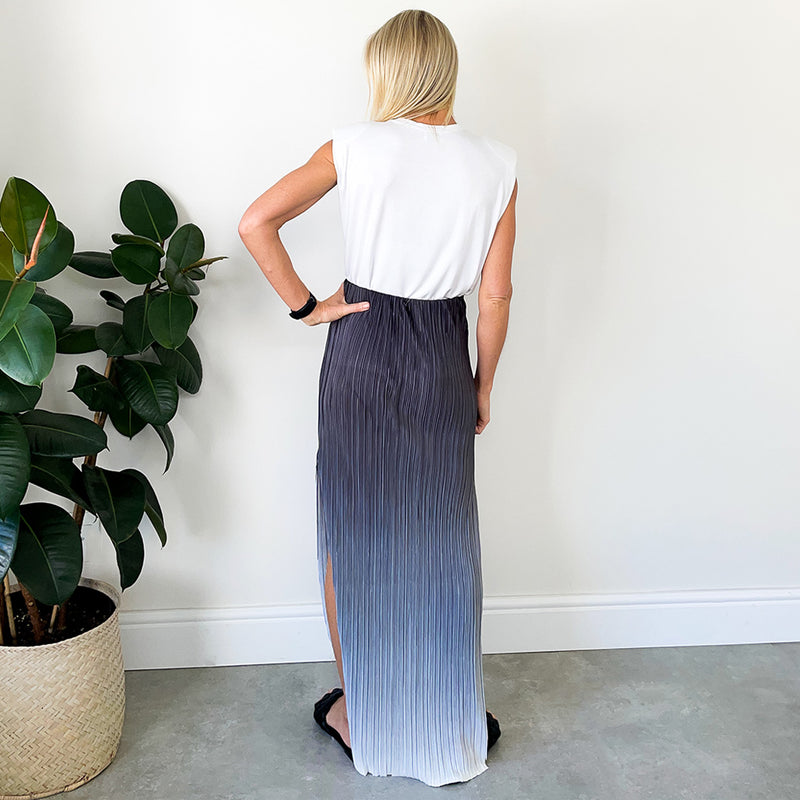 Maxi Skirt with Side Slit - Grey Ombre