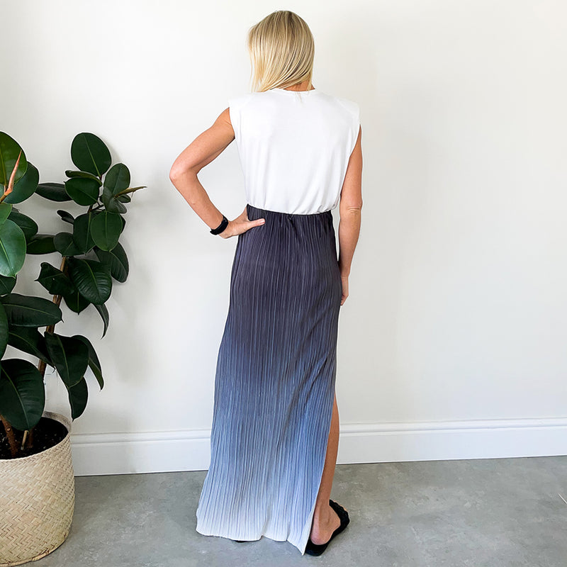 Maxi Skirt with Side Slit - Grey Ombre