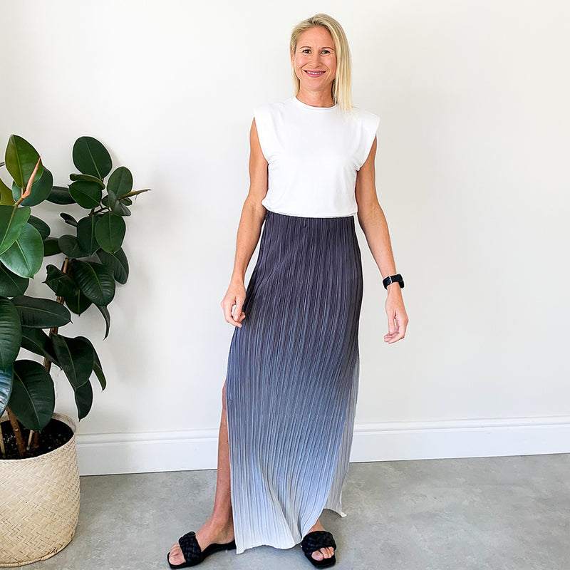 Maxi Skirt with Side Slit - Grey Ombre