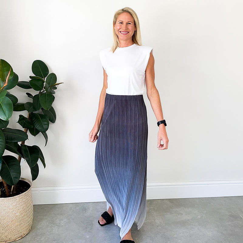 Maxi Skirt with Side Slit - Grey Ombre