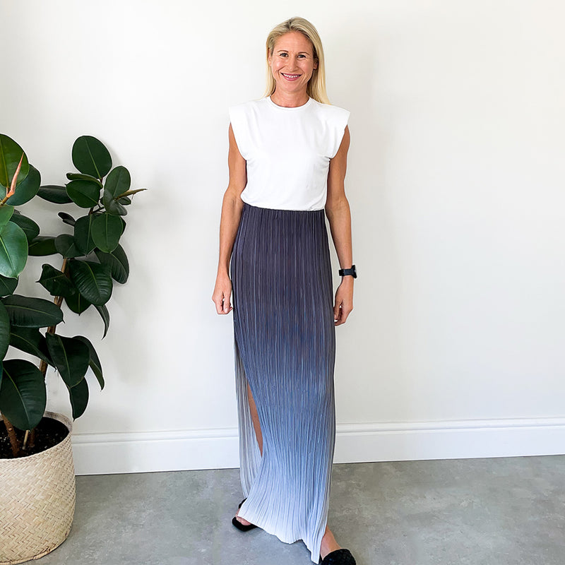 Maxi Skirt with Side Slit - Grey Ombre