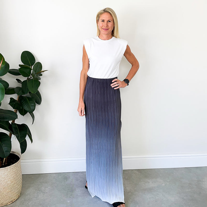 Maxi Skirt with Side Slit - Grey Ombre