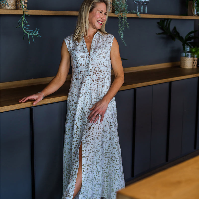 Maxi shirt dress - Stone Dots