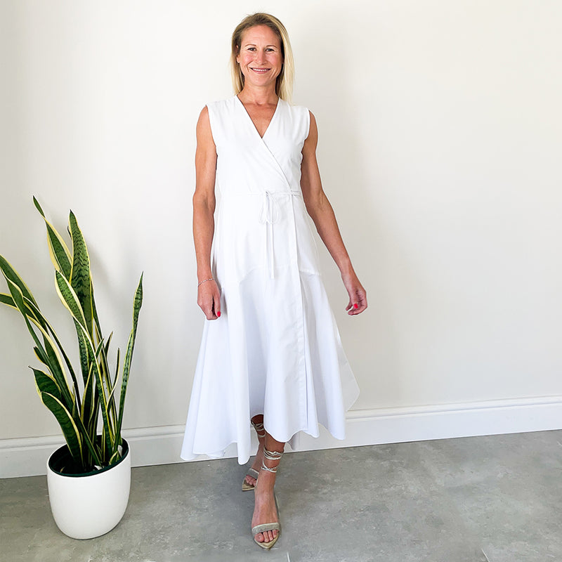 Sleeveless Wrap Dress - White