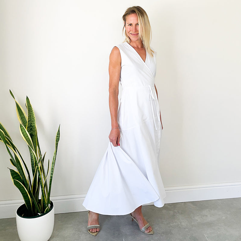 Sleeveless Wrap Dress - White