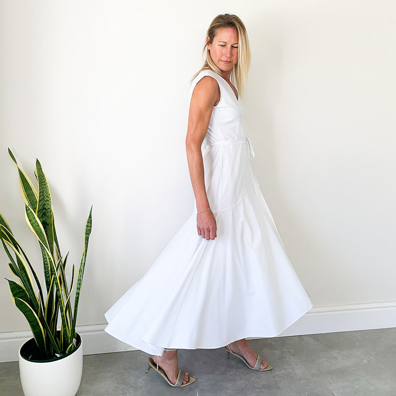 Sleeveless Wrap Dress - White