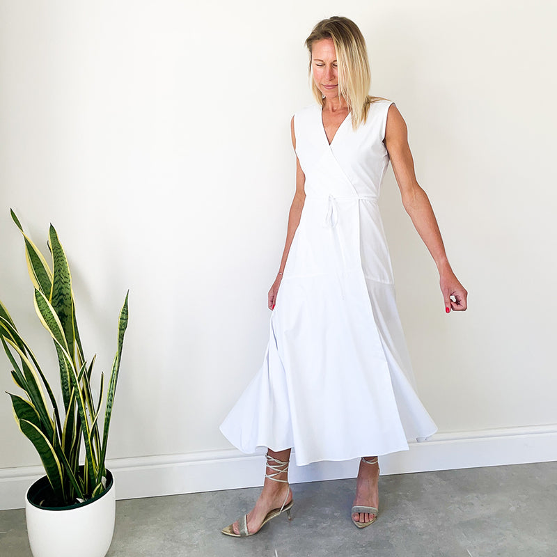 Sleeveless Wrap Dress - White