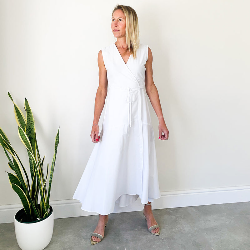 Sleeveless Wrap Dress - White