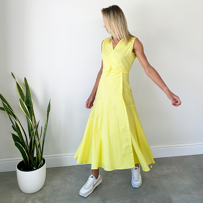 Sleeveless Wrap Dress - Yellow