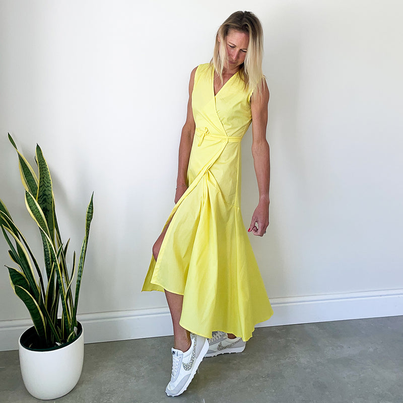 Sleeveless Wrap Dress - Yellow