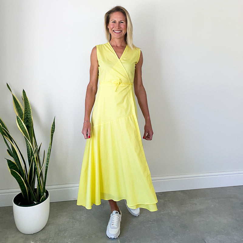 Sleeveless Wrap Dress - Yellow