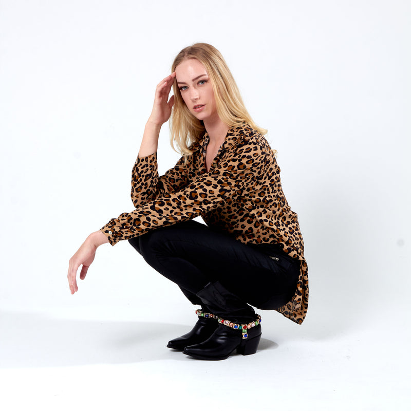Shirt with side slits - Animal Print