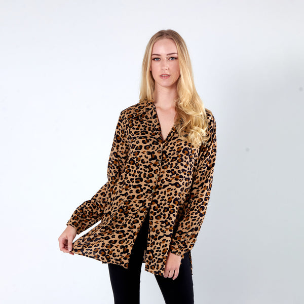 Shirt with side slits - Animal Print
