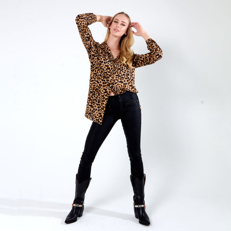 Shirt with side slits - Animal Print