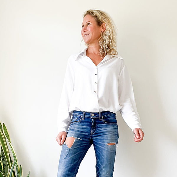 Shirt with side slits - White