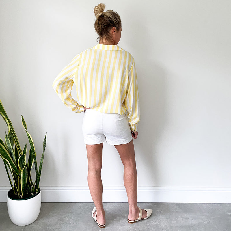 Shirt with Side Slits - Yellow Stripe