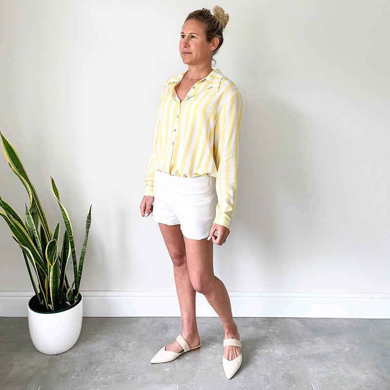 Shirt with Side Slits - Yellow Stripe