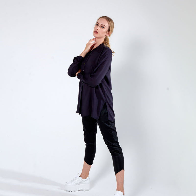 Shirt with side slits - Charcoal