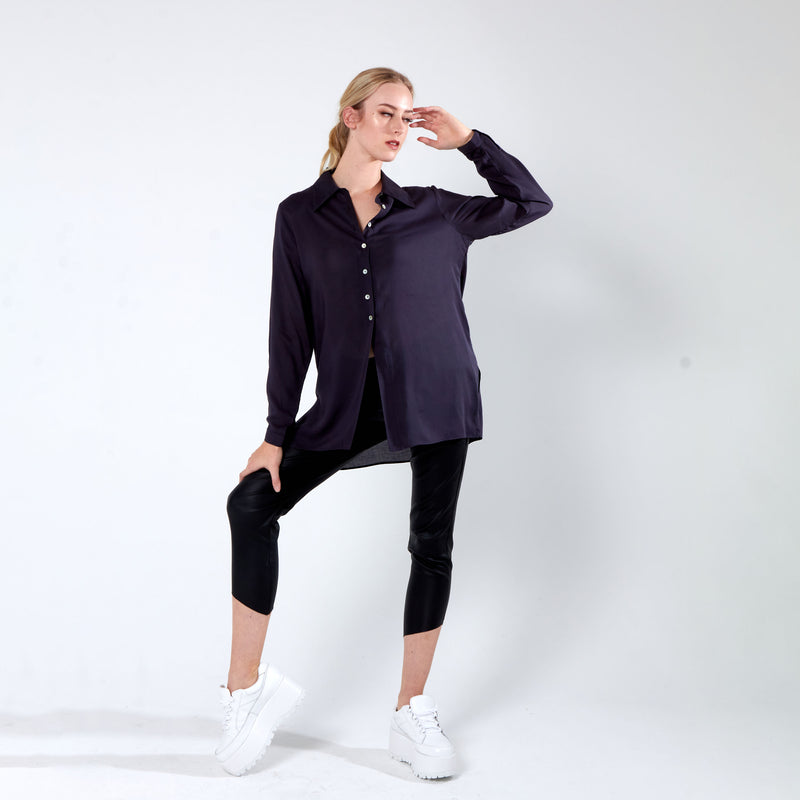 Shirt with side slits - Charcoal