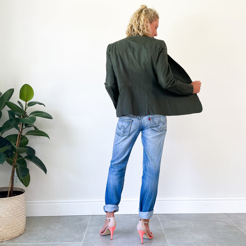 Soft Leather Jacket - Olive