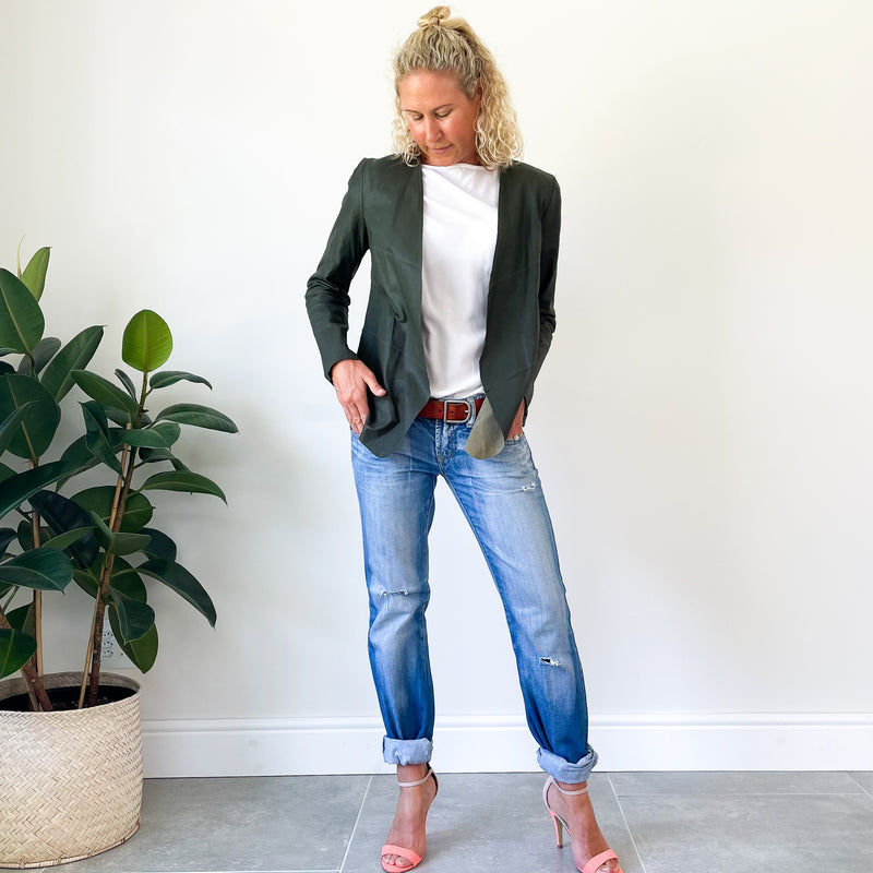 Soft Leather Jacket - Olive