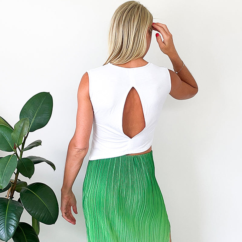 Back Keyhole Top - White